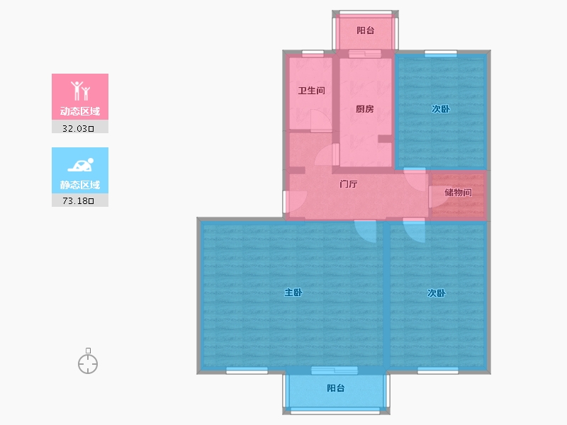 北京-北京市-磨房南里-90.00-户型库-动静分区