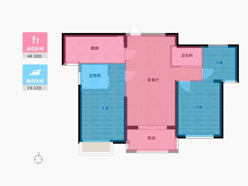 福建省-泉州市-万科城市之光一期-76.29-户型库-动静分区