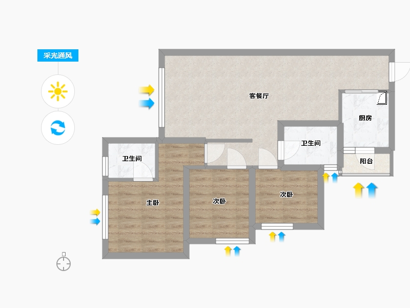 四川省-南充市-江山美墅-76.00-户型库-采光通风