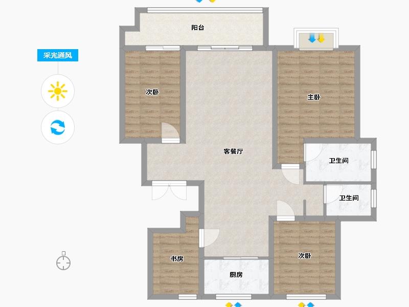 山东省-临沂市-贵和美墅-120.00-户型库-采光通风