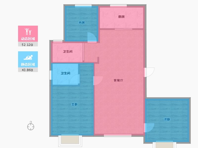 新疆维吾尔自治区-乌鲁木齐市-高铁明珠-102.00-户型库-动静分区