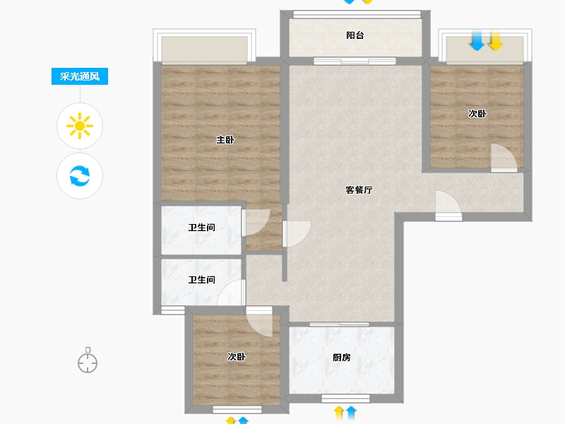 吉林省-通化市-碧桂园-91.70-户型库-采光通风