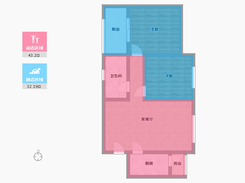 陕西省-咸阳市-幸福家园1期-74.31-户型库-动静分区