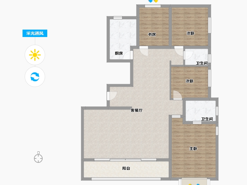 河南省-郑州市-万科民安江山府-146.00-户型库-采光通风