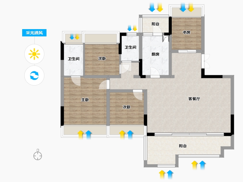 四川省-达州市-蓝光芙蓉风华-126.00-户型库-采光通风