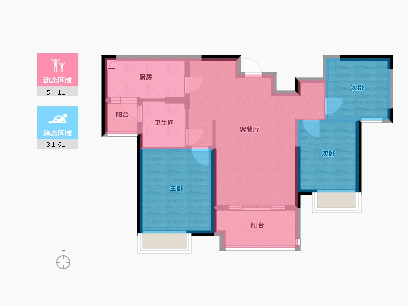 黑龙江省-大庆市-大庆恒大御湖庄园-76.00-户型库-动静分区