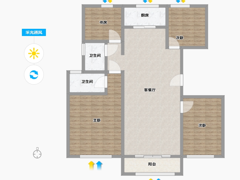 天津-天津市-泰达印象-130.00-户型库-采光通风