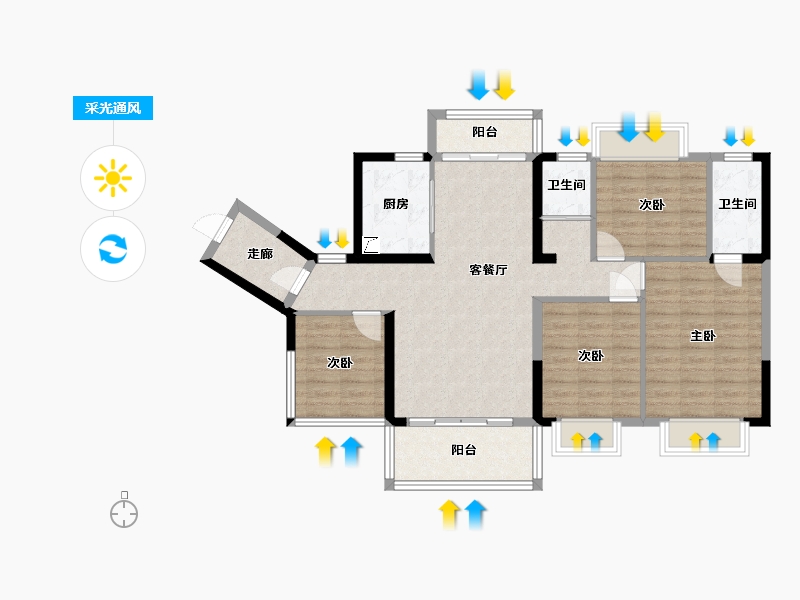 广西壮族自治区-贵港市-天空之城-72.00-户型库-采光通风