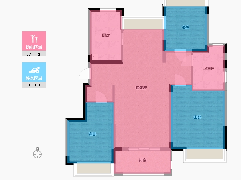 上海-上海市-华发招商 依云四季-91.30-户型库-动静分区