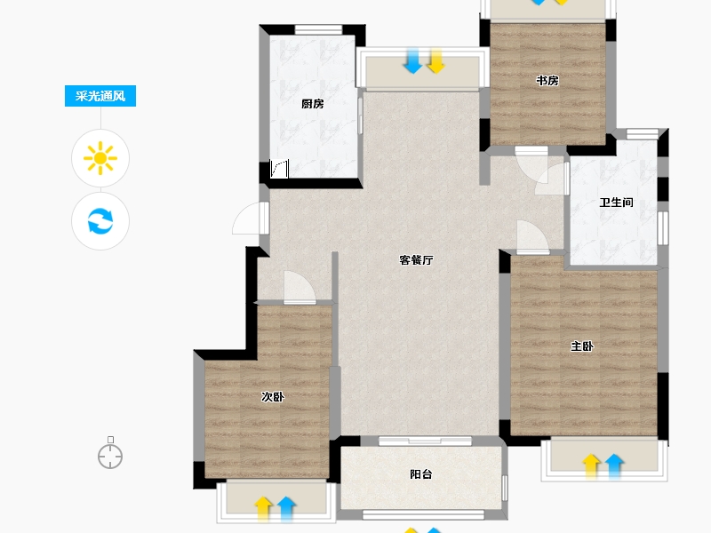 上海-上海市-华发招商 依云四季-91.30-户型库-采光通风