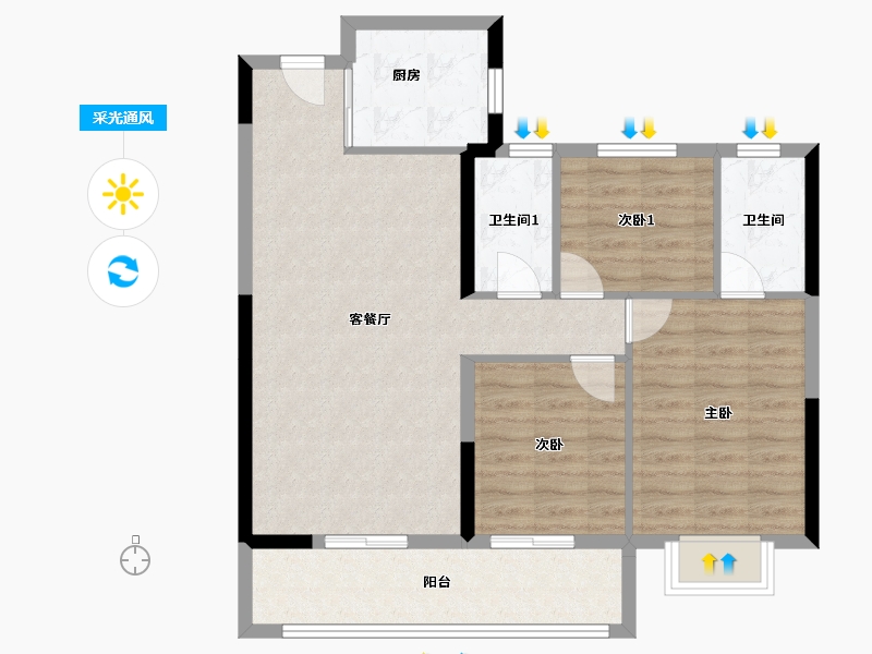 福建省-莆田市-建发磐龙府-85.00-户型库-采光通风