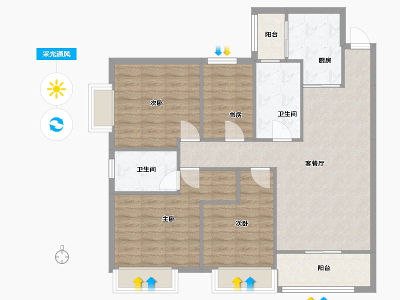 广东省-广州市-桐悦花园-108.05-户型库-采光通风