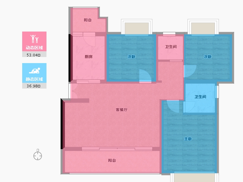 重庆-重庆市-龙湖焕城-83.00-户型库-动静分区