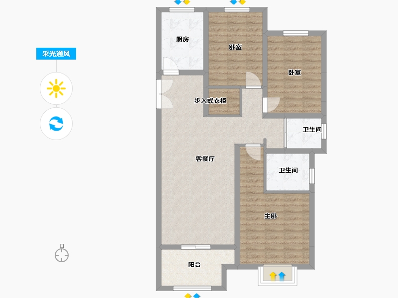 陕西省-西安市-西港碧水湾-102.16-户型库-采光通风