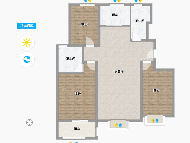 河北省-保定市-尧和美居-116.00-户型库-采光通风