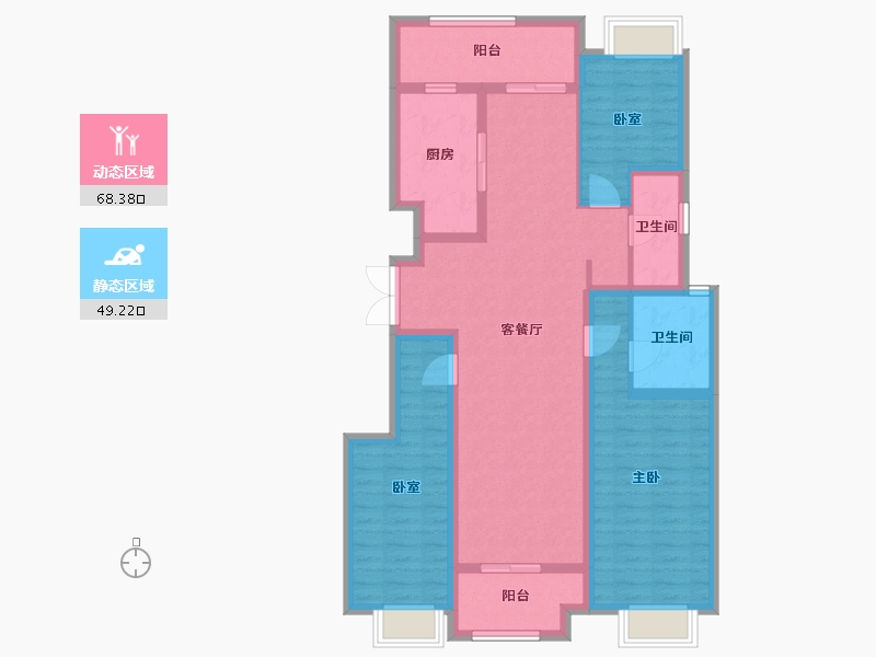 江苏省-徐州市-凯旋雅苑（润福苑二期）-104.73-户型库-动静分区