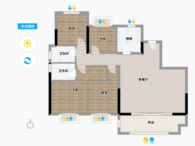 福建省-漳州市-建发玺院-110.00-户型库-采光通风