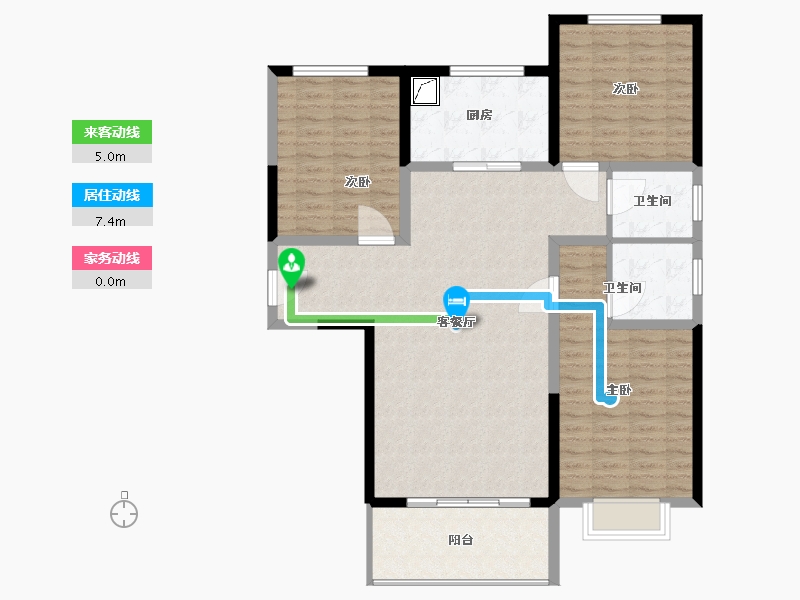 陕西省-宝鸡市-福苑 荣华公馆-115.00-户型库-动静线