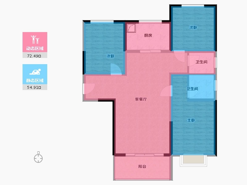 陕西省-宝鸡市-福苑 荣华公馆-115.00-户型库-动静分区