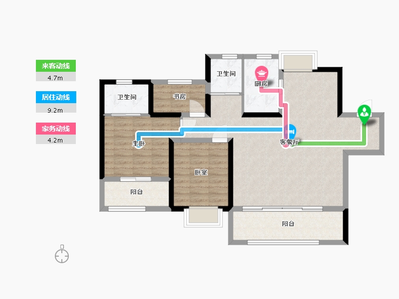 江苏省-南京市-荣盛隽峰雅苑-90.00-户型库-动静线