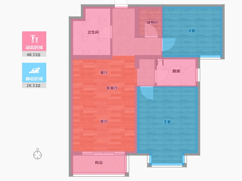 内蒙古自治区-包头市-22-74.00-户型库-动静分区