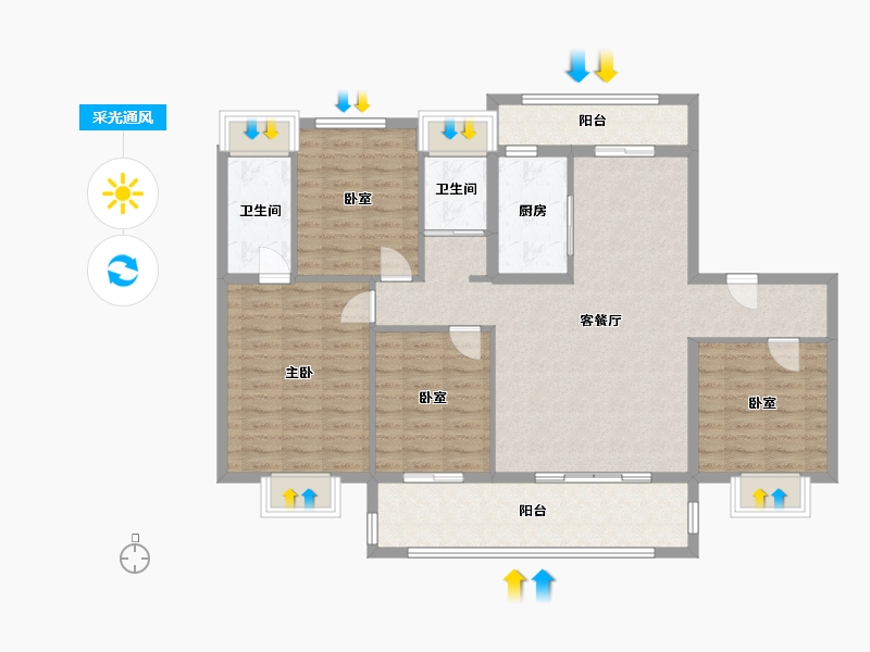 安徽省-六安市-霍山碧桂园-115.00-户型库-采光通风