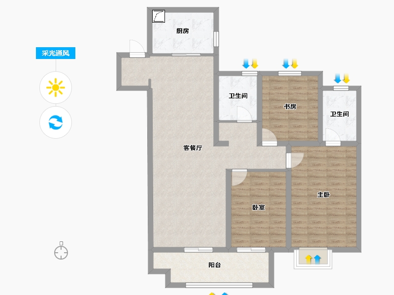 江苏省-徐州市-上城学府-101.00-户型库-采光通风