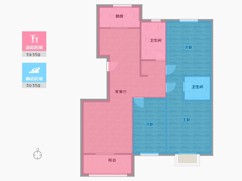 陕西省-西安市-华宇凤凰城-107.00-户型库-动静分区