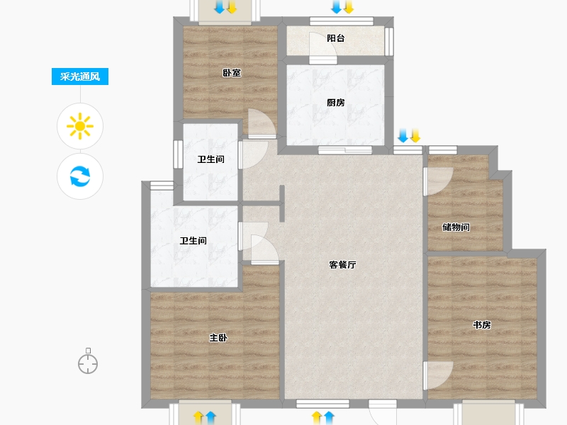 贵州省-遵义市-碧桂园-113.00-户型库-采光通风