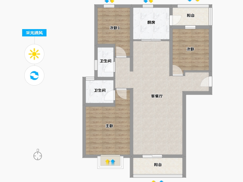 山西省-太原市-太行悦泉苑-105.00-户型库-采光通风