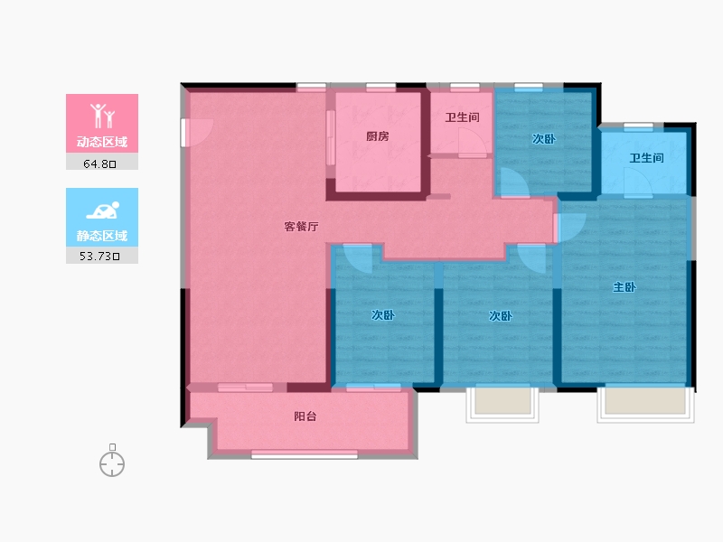 江苏省-盐城市-世茂璀璨天城-106.00-户型库-动静分区