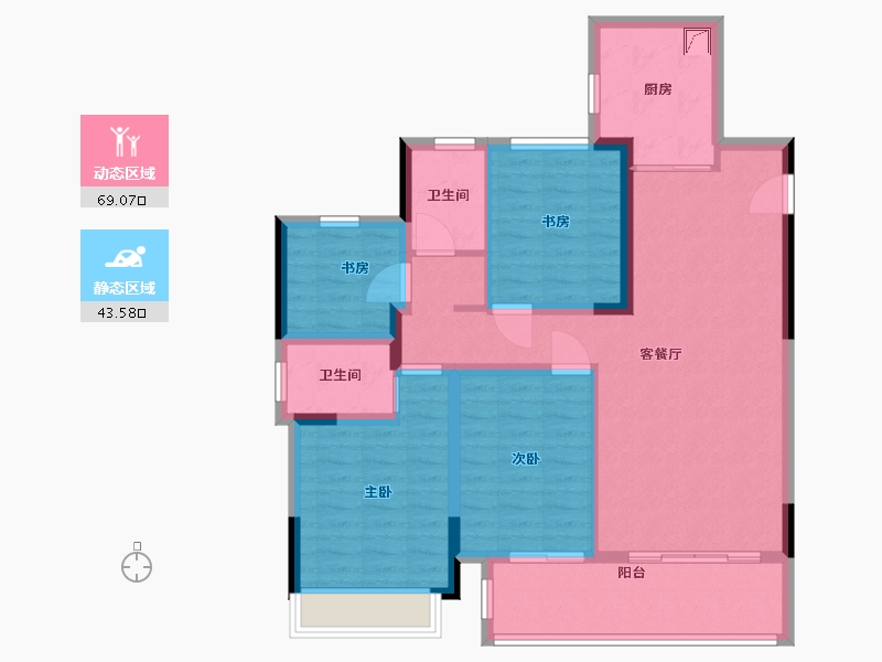 江苏省-扬州市-悦江湾-100.40-户型库-动静分区