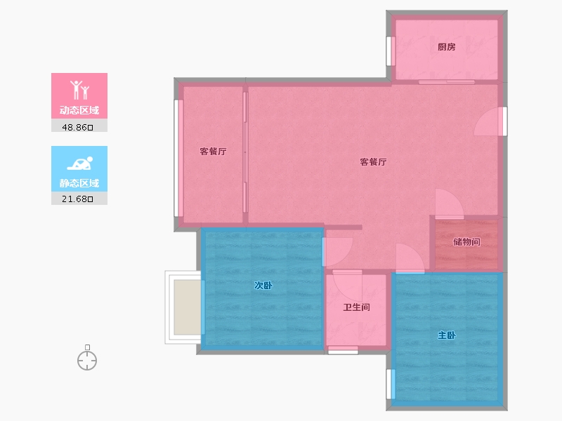 湖南省-怀化市-宏润华府-71.50-户型库-动静分区