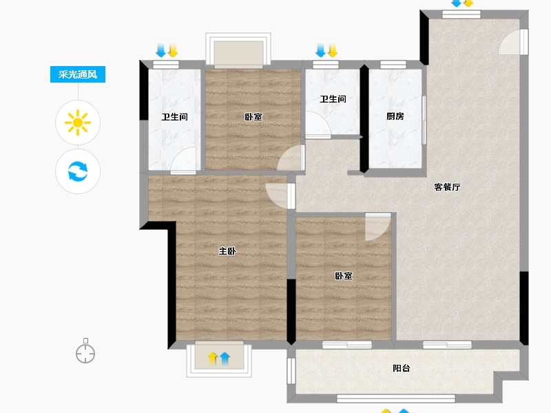 江西省-赣州市-嘉福·樾府-98.00-户型库-采光通风