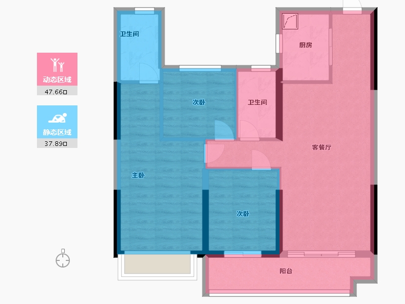 湖南省-衡阳市-碧桂园衡州盛世-76.00-户型库-动静分区