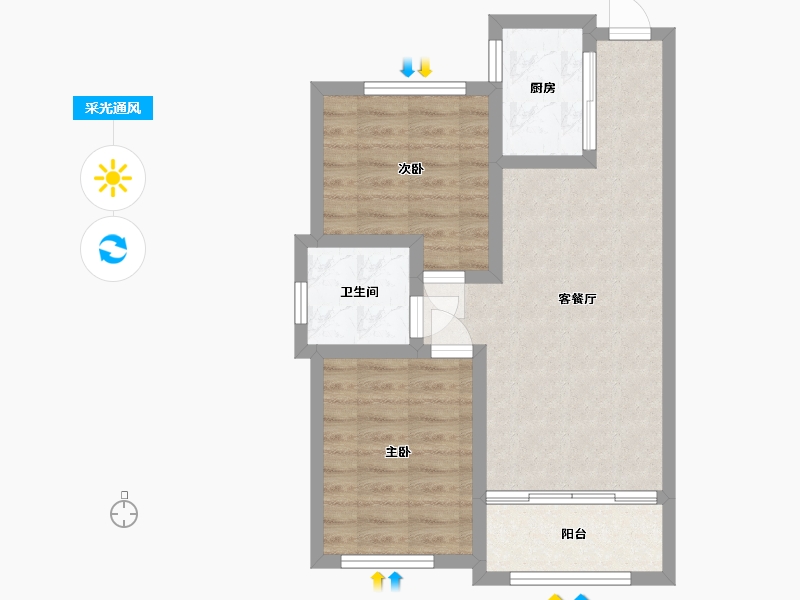 河北省-沧州市-天圣-丽都名邸-70.60-户型库-采光通风