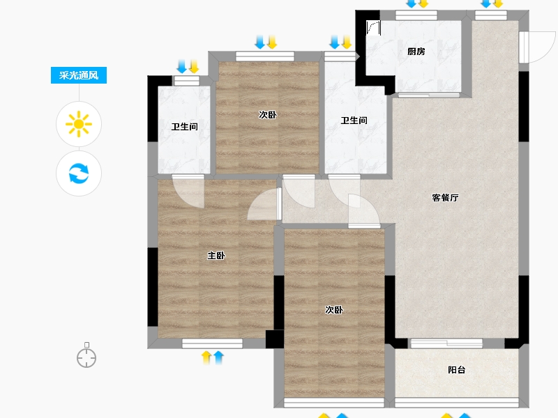 福建省-福州市-大唐星悦世家-67.00-户型库-采光通风