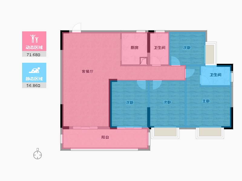 广西壮族自治区-河池市-天誉华府-123.89-户型库-动静分区