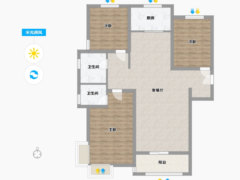 河北省-邢台市-世纪华府-99.60-户型库-采光通风