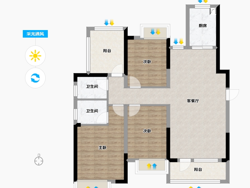 湖南省-长沙市-康桥悦城-99.00-户型库-采光通风