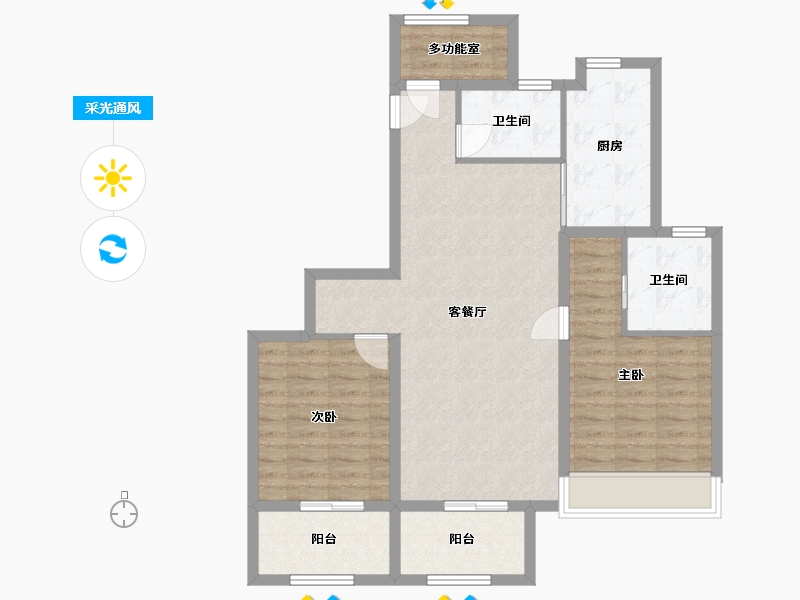 浙江省-宁波市-公元世家-一期-90.00-户型库-采光通风