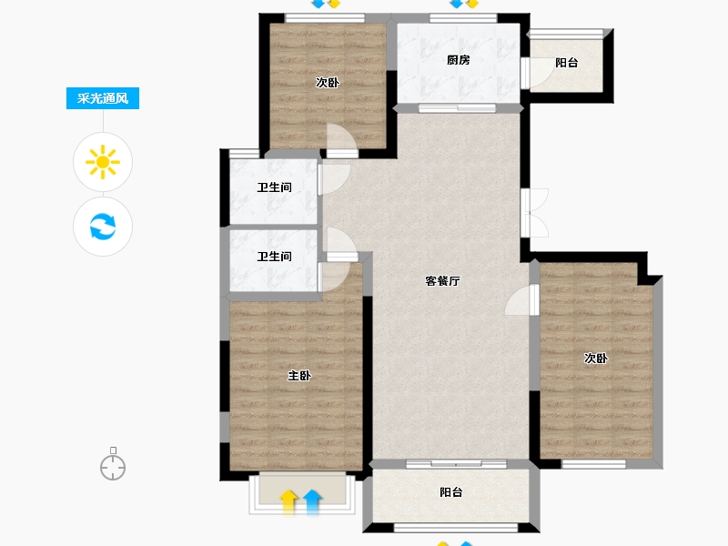 山东省-济宁市-翰林学府-105.00-户型库-采光通风