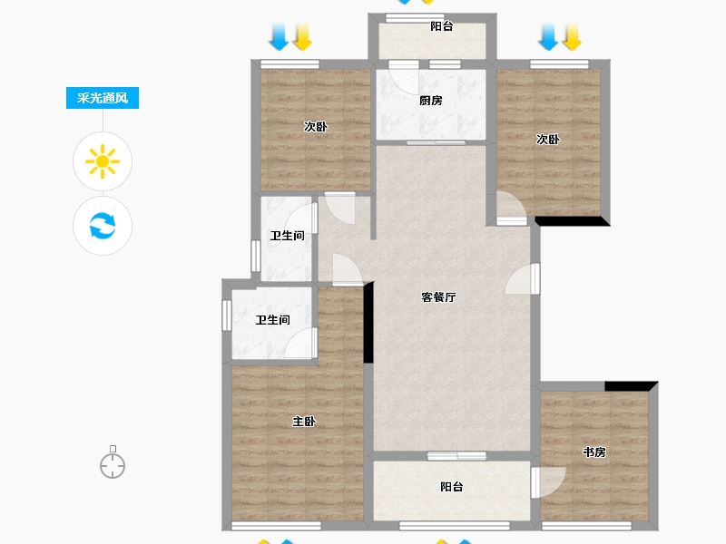 贵州省-贵阳市-四季贵州-130.00-户型库-采光通风