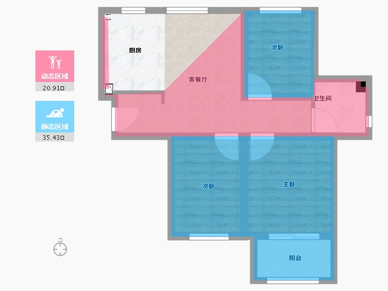 上海-上海市-马桥景城元景富文苑-59.72-户型库-动静分区