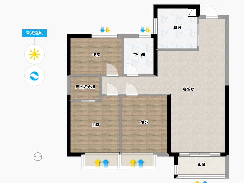 湖北省-武汉市-华发·四季-87.00-户型库-采光通风