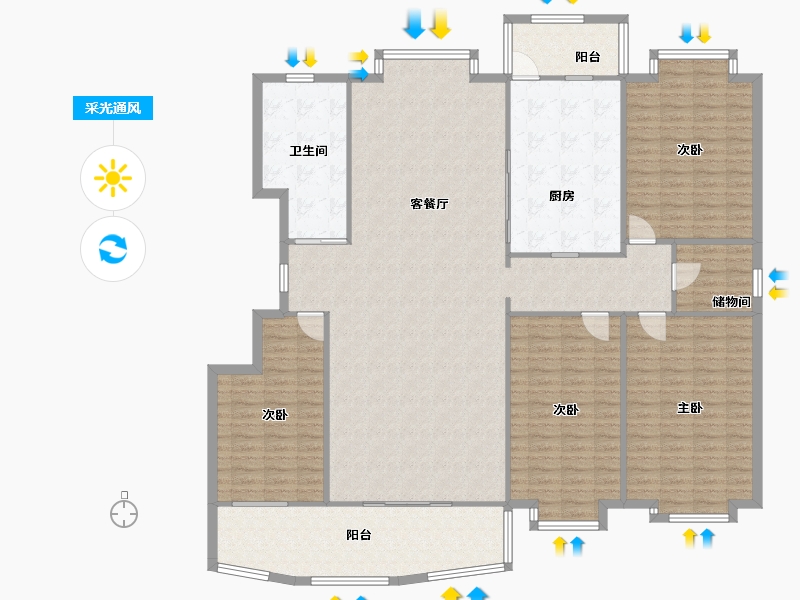 山东省-临沂市-金盾花园-西区-180.00-户型库-采光通风