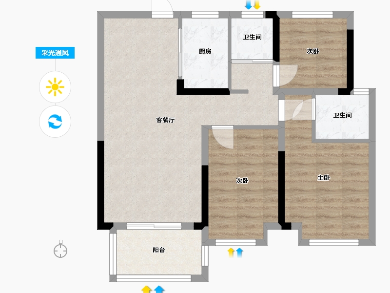 广西壮族自治区-桂林市-时代春晓-70.00-户型库-采光通风