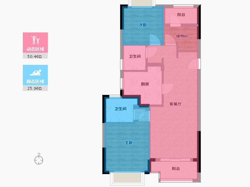 浙江省-温州市-瓯江国际新城瓯锦苑-71.95-户型库-动静分区