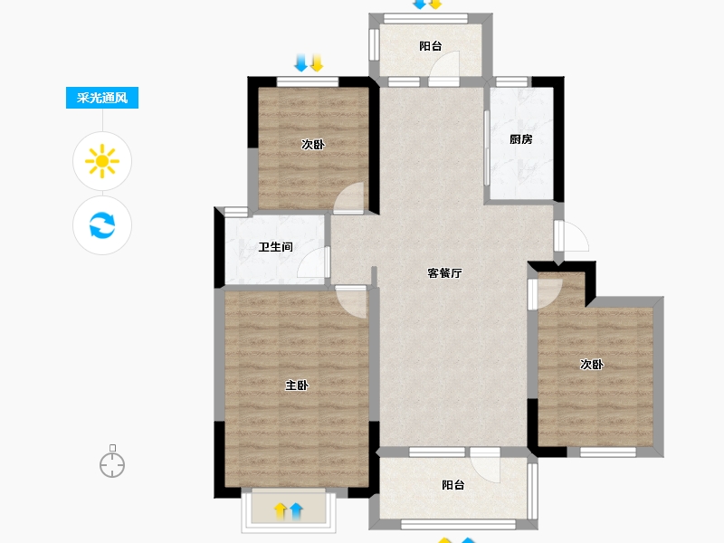 山东省-青岛市-中洲半岛城邦-84.00-户型库-采光通风