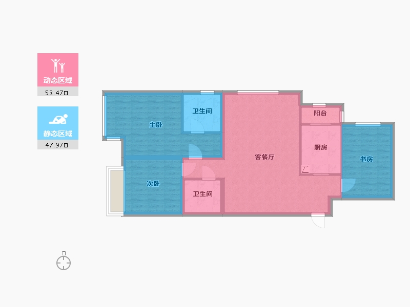 天津-天津市-富力又一城合茂园-89.22-户型库-动静分区